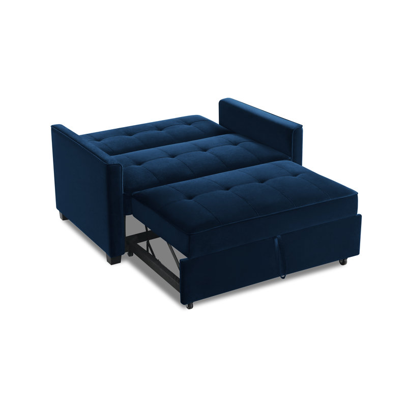 Thierry 2 Seater Sofa Bed, Midnight Blue Velvet