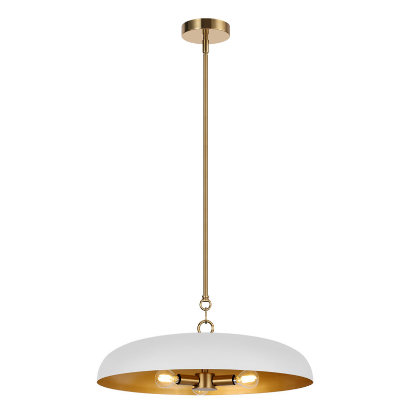 Lysander 3 - Light 20" Single Dome Kitchen Island Pendant Light, Matte White