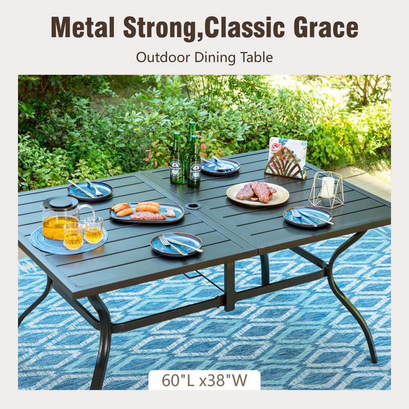 Sutiya 6 - Person Patio Dining Set with Rectangular Table , Cushions Included