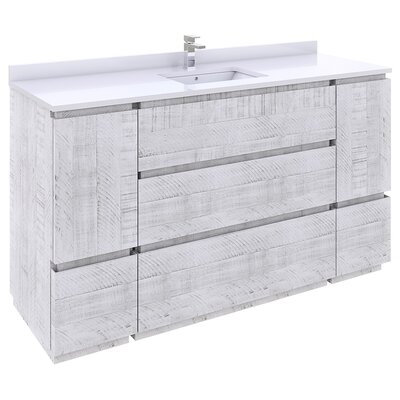 Fresca Formosa 60"" Free-Standing Single Sink Bathroom Vanity Base Only -  FCB31-123612RWH-FC