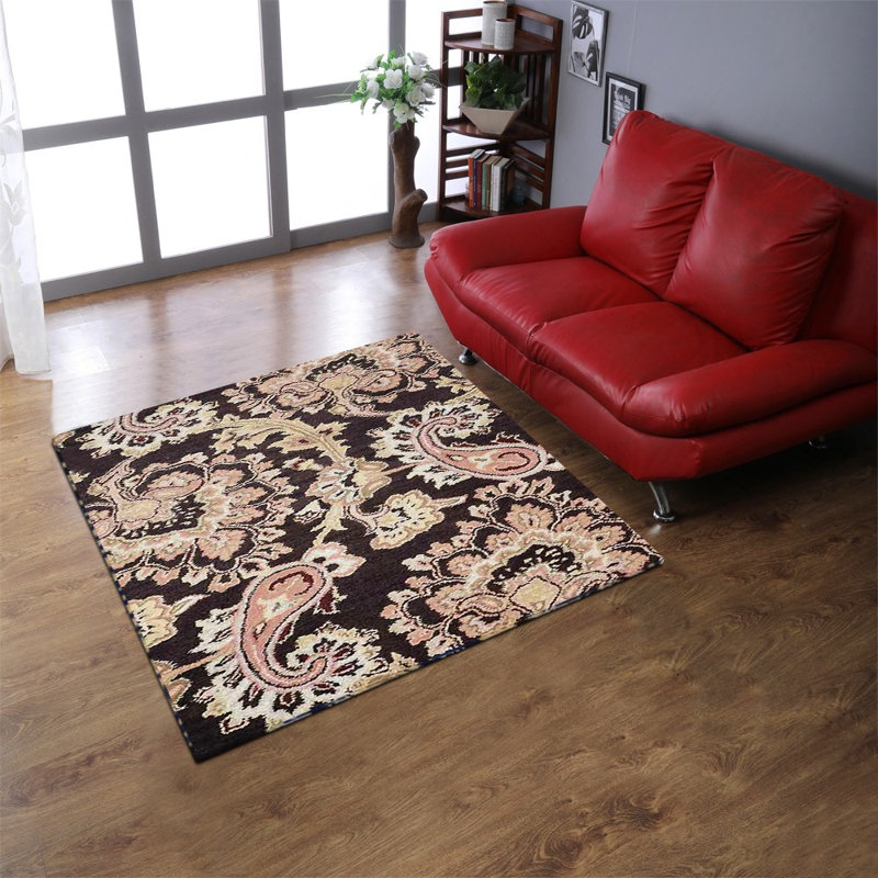 Akain Hand Tufted Wool Eco-Friendly Area Rugs - Rectangle, Brown Color, Floral Modern Design, High Pile Thick Handmade Anti Skid Area Rugs for Living Room, Bed Room