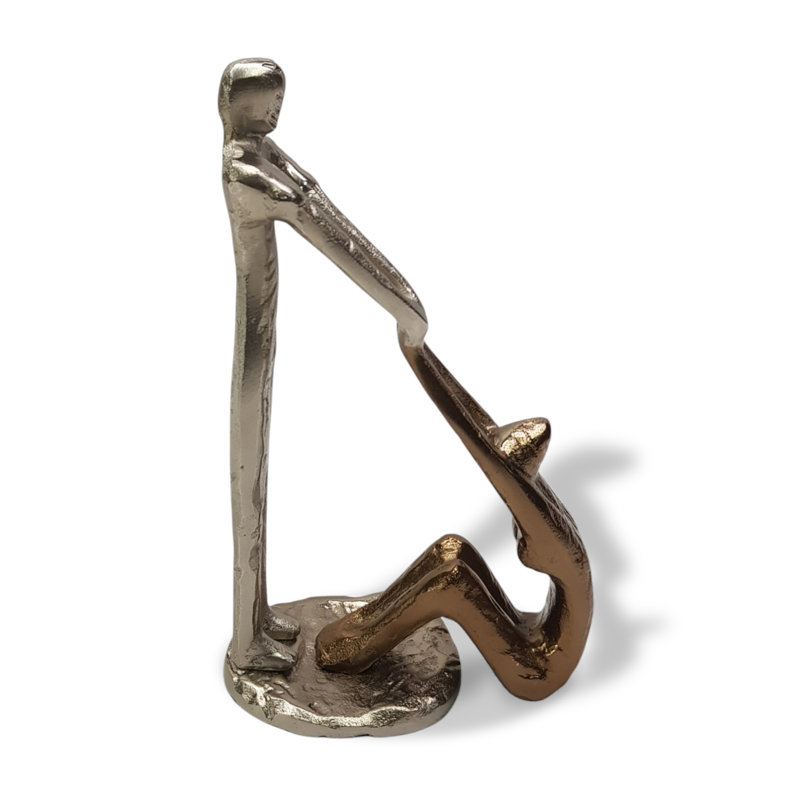 Gold Aluminium Helping Hands Sculpture - Abstract Figurine for Home Accessories - Symbolic Decorative Ornament - 25cm