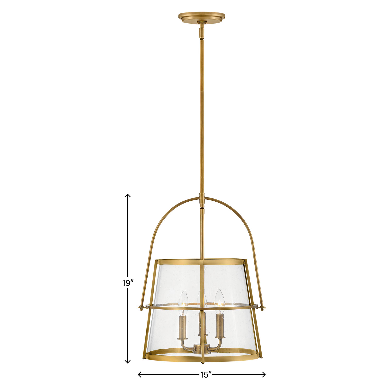 Eralia 3 Light Glass Dimmable Pendant, Heritage Brass