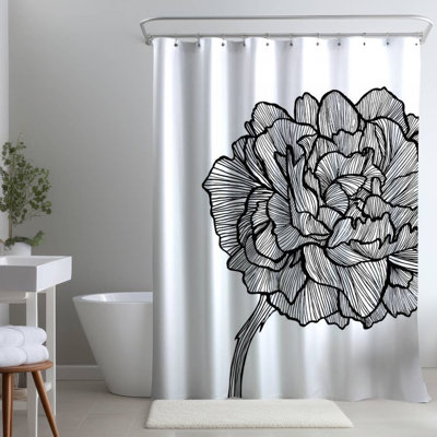Floral – Polyester Shower Curtain, Dye Sublimation Print, 71" W × 74" L