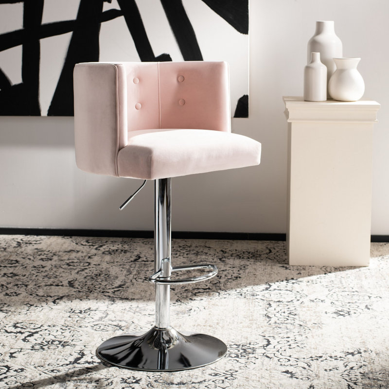Jillian Upholstered Adjustable Height Counter Stool, Light Pink