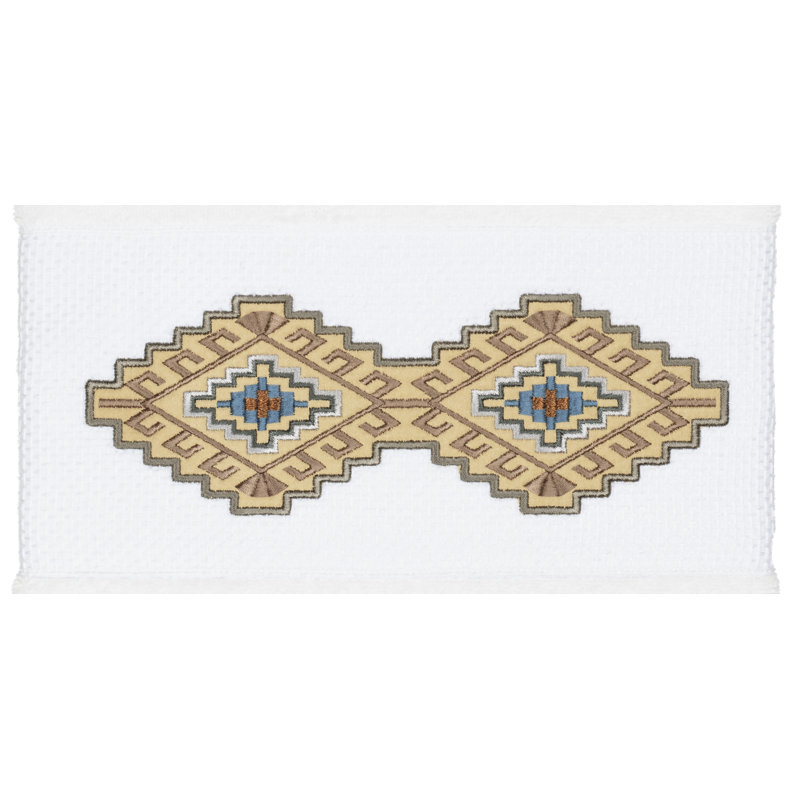 Serviette de bain en coton turc à ornements Gianna, Blanc