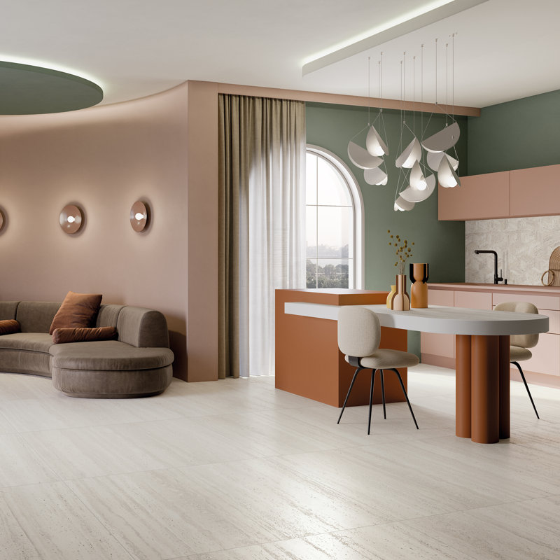 Sensi Roma 24" x 48" Satin Porcelain Wall & Floor Tile, Cream