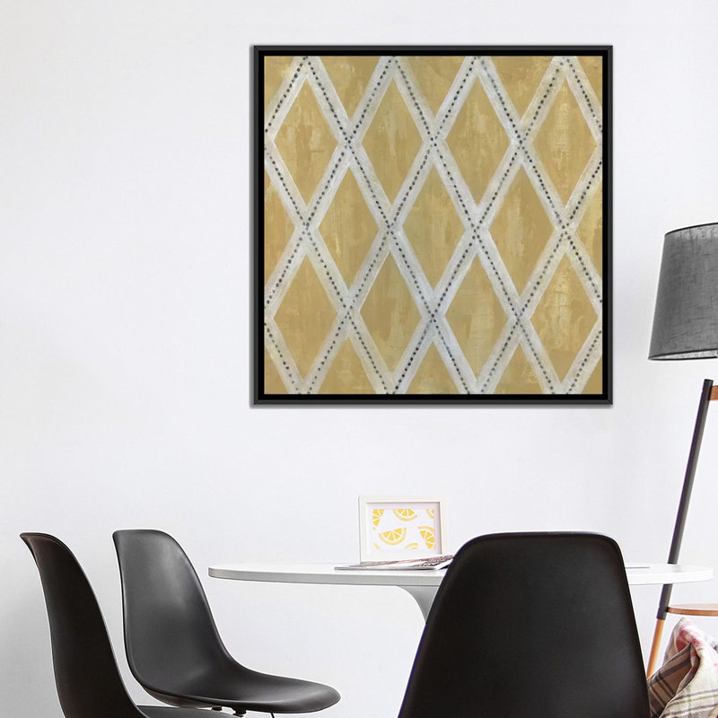 « geometric iv », reproduction d’impression sur toile, H 18 po x l 18 po x P 1,5 po, Toile avec cadre noir, Pas de tapis