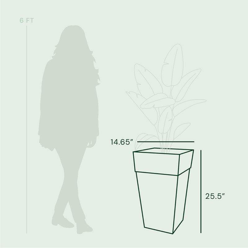 Ensemble de pots à fleurs effilés carrés d'intérieur / extérieur en plastique recyclé 25 po Finley, Noir
