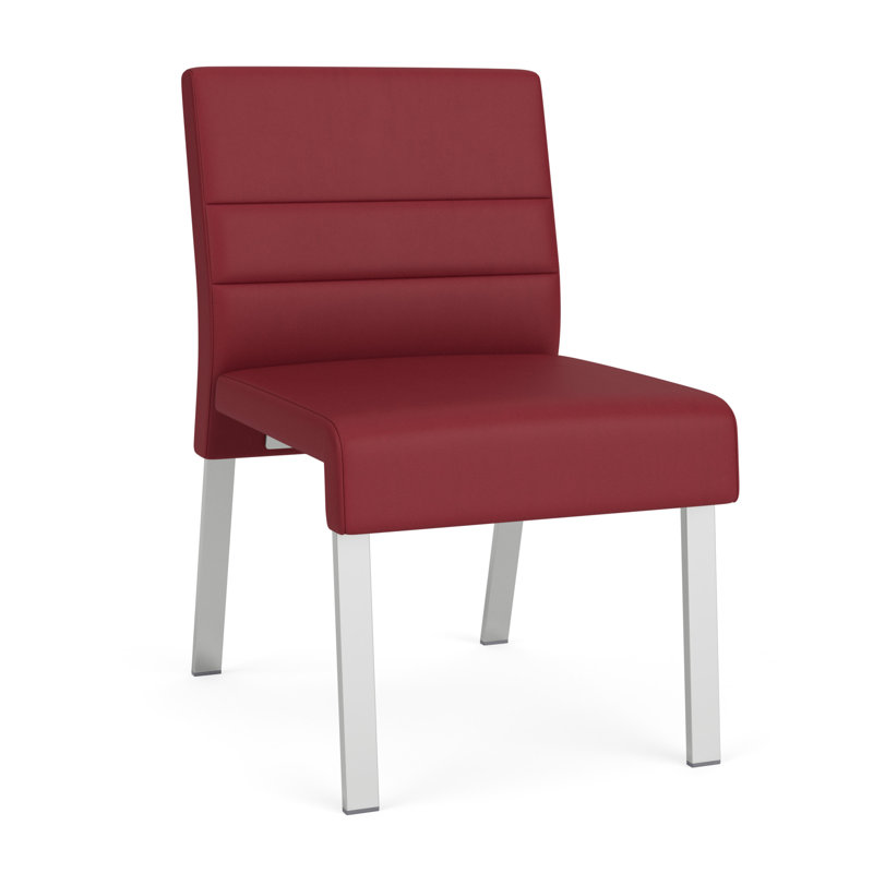 Chaise d'invité sans accoudoirs Waterfall, Argent, Vinyle Patriot Plus Bordeaux