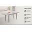 Table de salle à manger de 47 po extensible à 63 po en MDF carré à motif de marbre blanc, cuisine industrielle moderne et table de salle à manger, équipée de pieds fuselés en métal noir