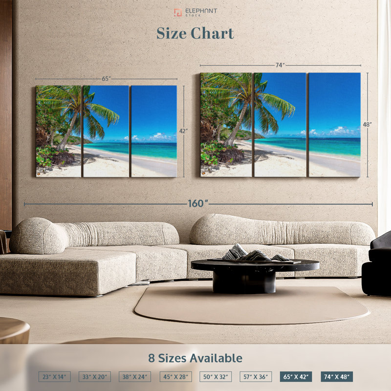 "Plage tropicale à Porto Rico" sur toile, H 48 po x l 74 po