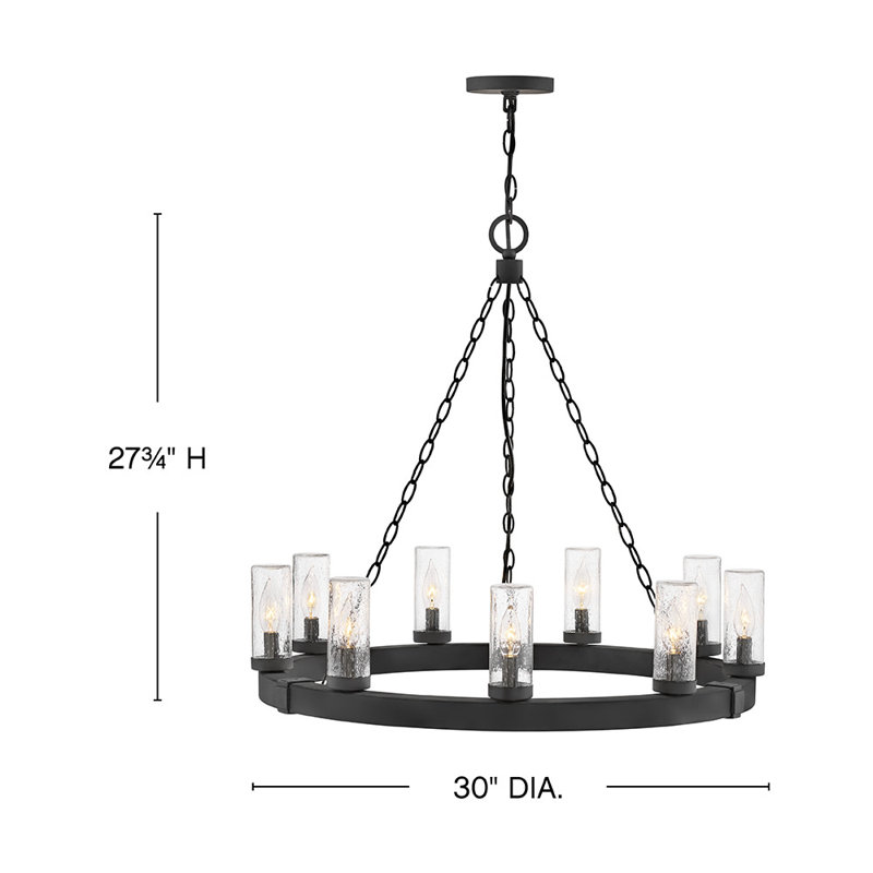 Sawyer Outdoor Chandelier, 27.75" H x 30" W x 30" D