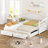 Wooden Twin Size Daybed With Twin Size Trundle, Extendable Daybed With Two Storage Drawers,White-1391693275