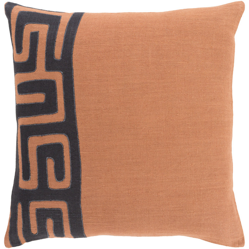 Alona Geometric Throw Pillow, 18" H x 18" W x 4" D, Rust/Black, Down/Feather