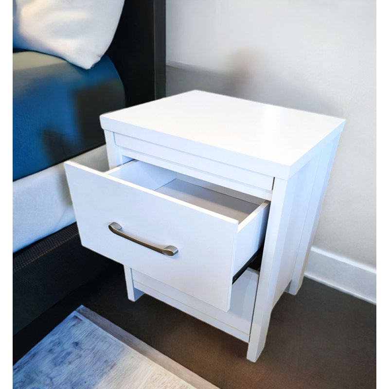 Table de chevet 2 tiroirs Selena Slide Logic, Blanc
