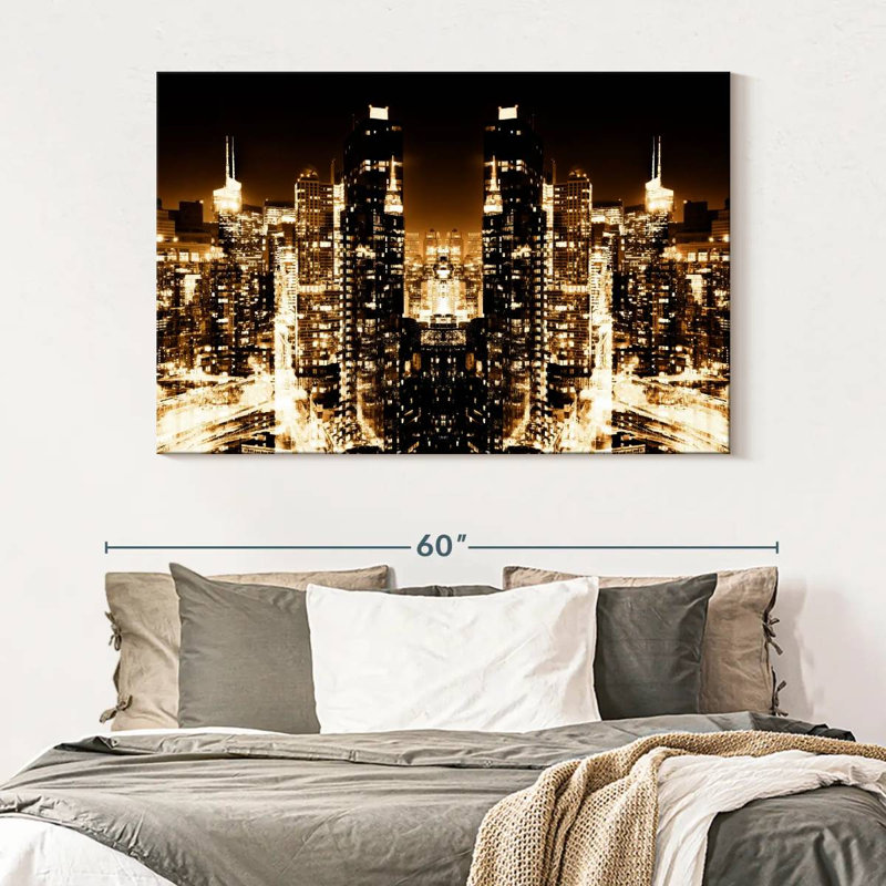 Nicci NYC Reflection - Night Skyline II, 34" H x 51" W