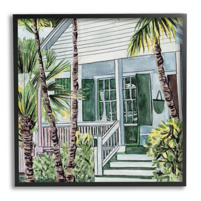 «Tropical Beach Cottage», art de la giclée encadrée par Melissa Wang