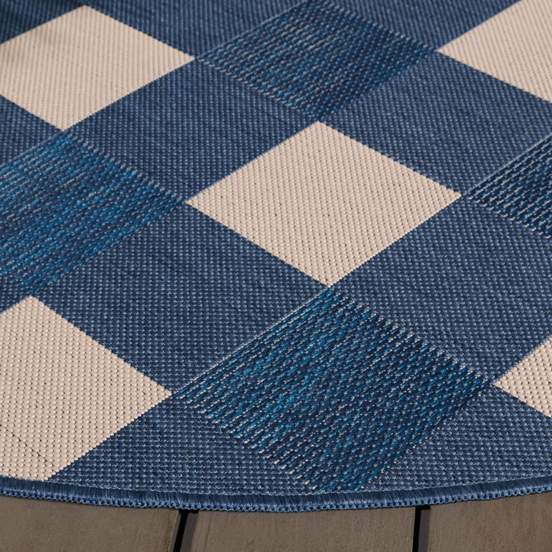 Courtyard 6443 Geometric Indoor/Outdoor Area Rug, Round 6'7"