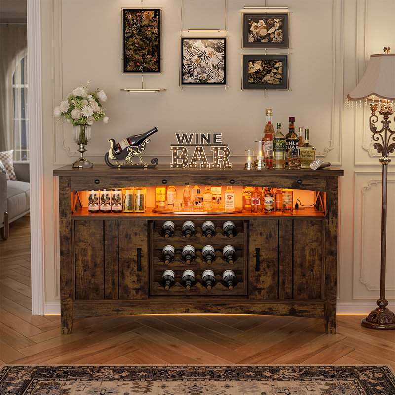 47.2" Wine Bar Cabinet, Rustic Brown