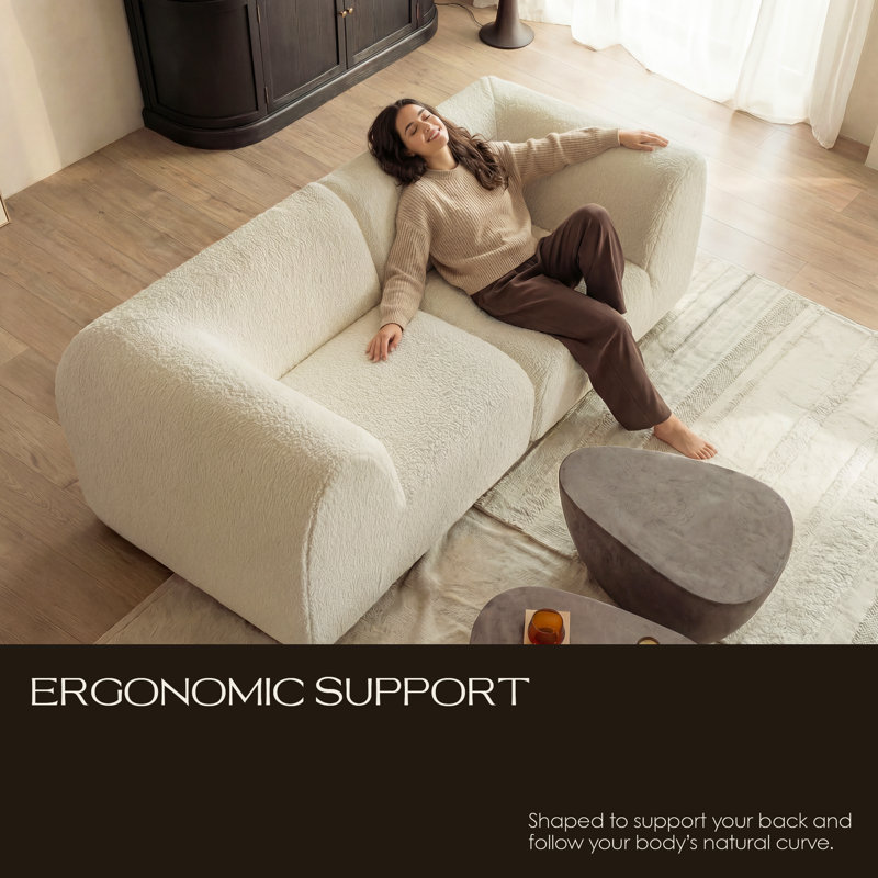 Boneless Boneless Sectional 2 Seater Sofa, Reversible Loveseat Modular Sherpa Couches For Living Room – No Assembly