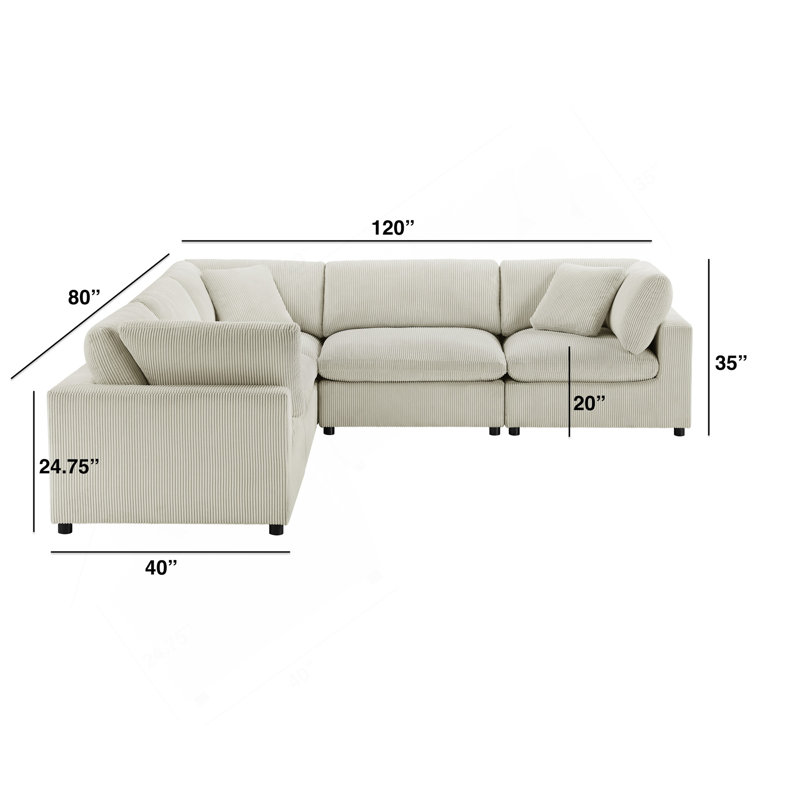 Canapé modulaire 5 pièces Chelsea - Beige, Beige