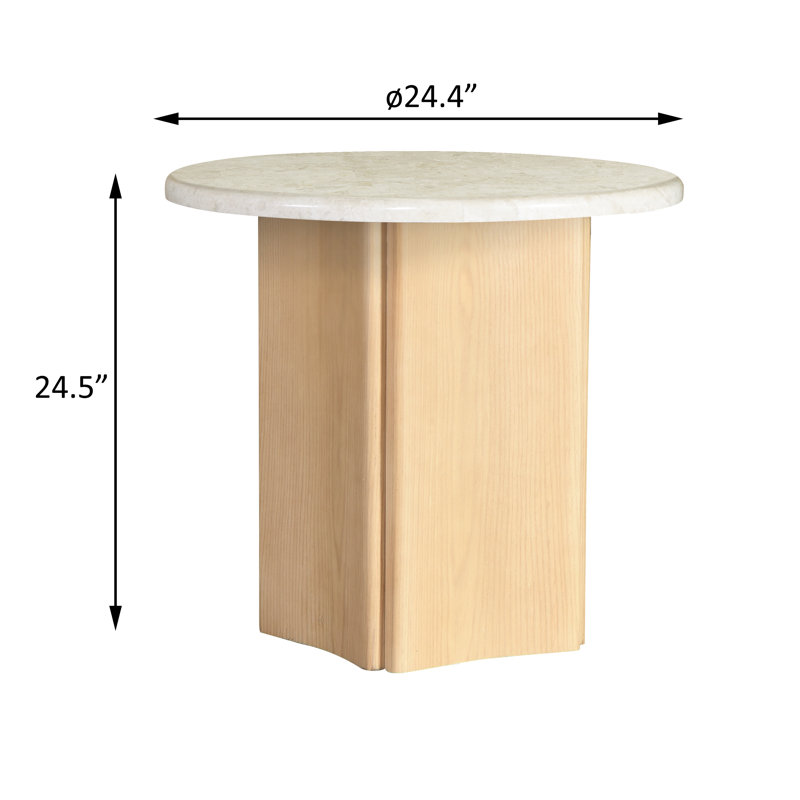 Table de bout ronde à piédestal avec plateau en marbre Tanaisa