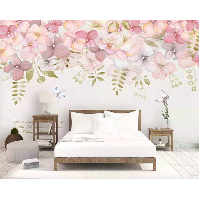Papier peint fleur de hortensia Arnis, l 187 po x L 106 po