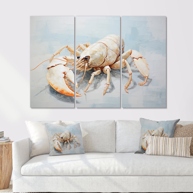 Minimalisme «Crayfish Impression I» - ensemble de salon art mural écrevisse, H 32 po x l 48 po