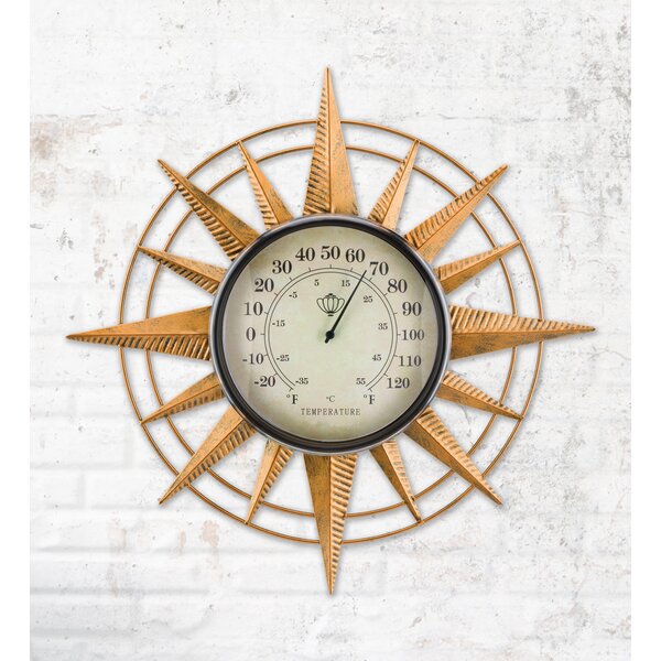 1960s Hanging Brass Temperature Thermometer Gauge