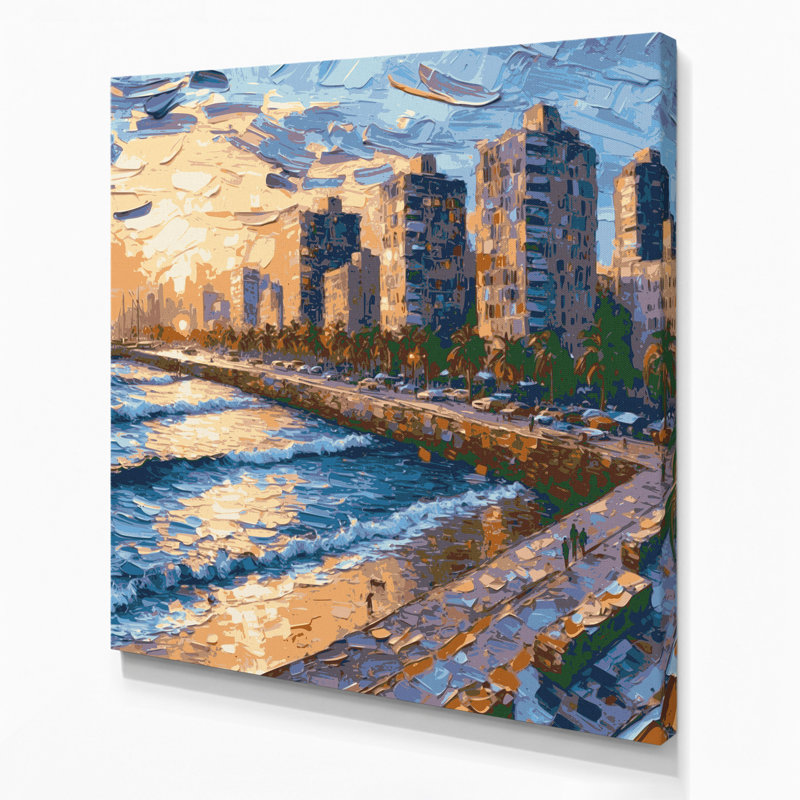 Art urbain sur toile, villes, Tel-aviv, gris, H 16 po x l 16 po