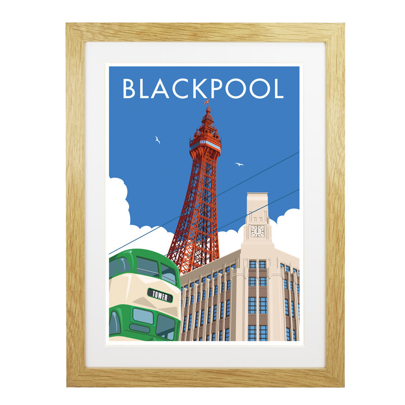 Blackpool 2 by Stephen Millership - Print, 43.5cm H x 33.5cm W x 2.2cm D, Oak