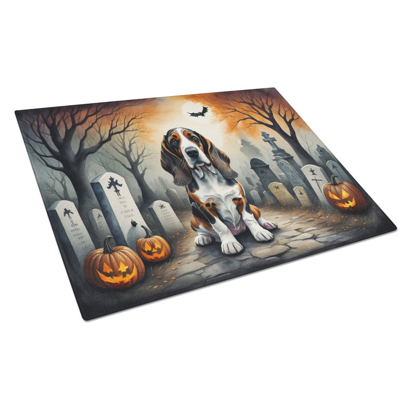 Grande planche à découper en verre Basset Hound Spooky Halloween