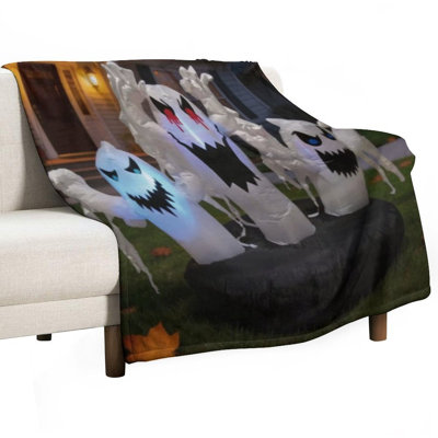 Glowing Ghosts With Luxury Flannel Throw Blanket, Soft Warm Fuzzy Blanket for Living Room Sofa Bed Home Decor