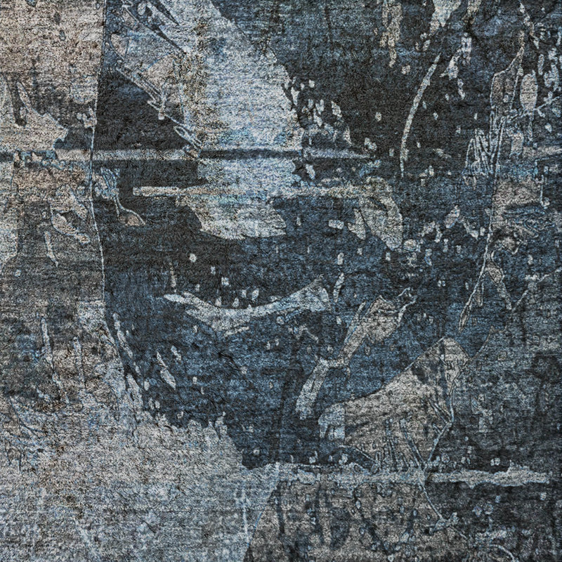 Premium Machine Washable Dream Shag ADS555 Abstract Fauna Rug, Denim, 8' x 10'
