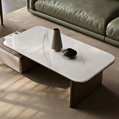 Table basse rectangulaire en céramique de verre