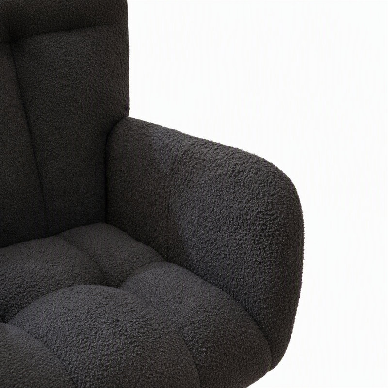Ensemble de fauteuil berçant et repose-pieds à oreilles en tissu Teddy