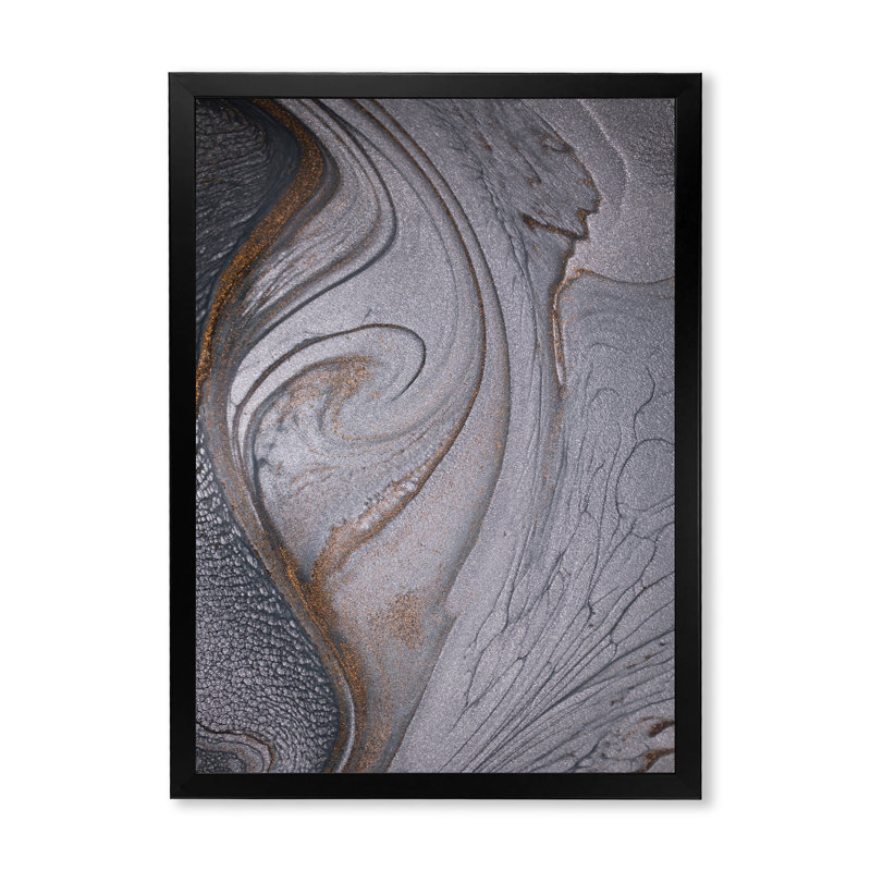 «Golden On Grey», reproduction d'art sur toile moderne, Cadre photo noir, H 20 po x l 12 po x P 1 po