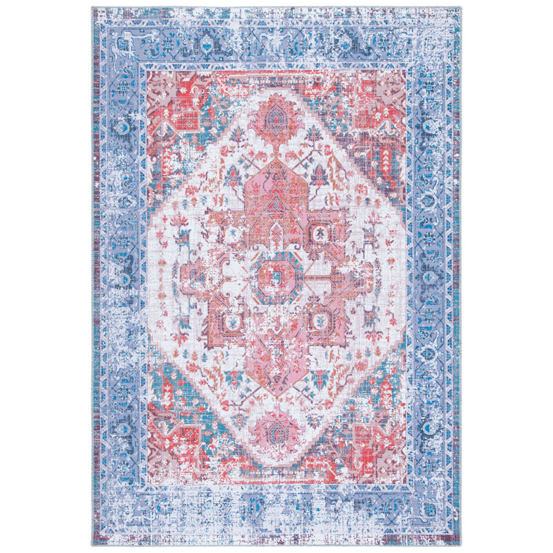 Tapis oriental rouge / bleu Hallel, Rectangle 9 pi x 12 pi