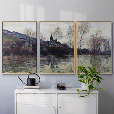 Flood at Giverny, 1886, reproduction d'art sur toile encadrée 3 pièces