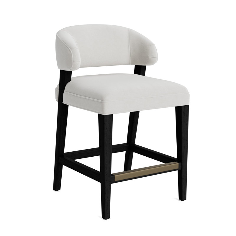 Keane Bar Stool, Performance Velvet - Silver, Black, Counter Stool (25” Seat Height)