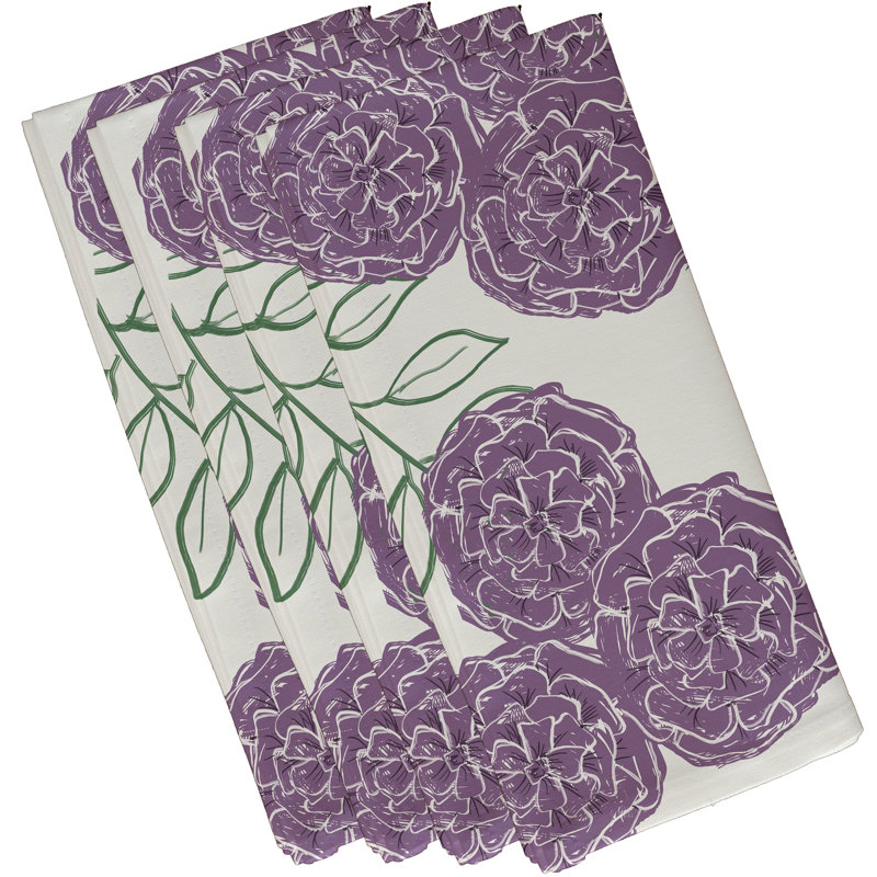 Ensemble de serviettes 4 pièces Zellmer, Ivoire / mauve, L 18 po x L 18 po