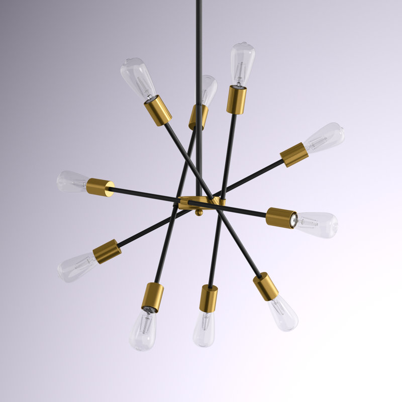 Andreaz 10 - Light Unique / Statement Modern Adjustable Black Dimmable Linear Chandelier