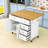 Kitchen Island with Drop Leaf, Embossed Texture Kitchen Island on Wheels with 2 Doors and 5 Drawers-1312381261