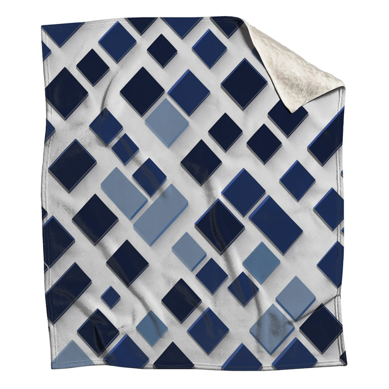Couvertures bleues à carreaux carrés, 60in W x 80in H