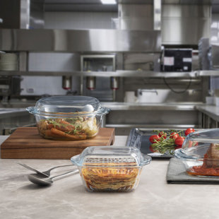 Queensway Home & Dining 1L Non-Stick Glass Dutch Oven (Set of 3)