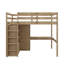 Lit mezzanine double en bois avec garde-robe intégrée, bureau, tablettes de rangement et tiroirs-1659463985