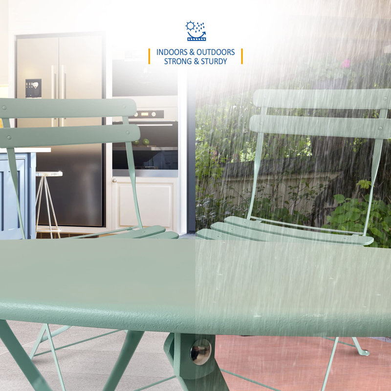 SUNMER 3-Piece Bistro Set with Foldable Table and Chairs, Mint