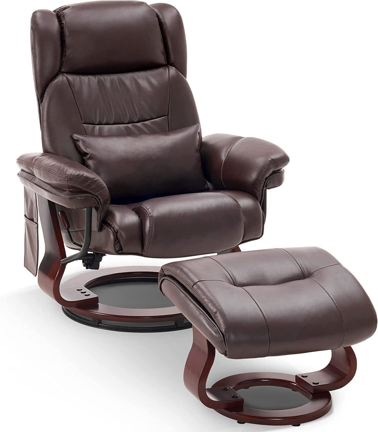 Swivel Recliners With Ottoman, Vibration Massage TV Chairs, Faux Leather Ergonomic Lounge