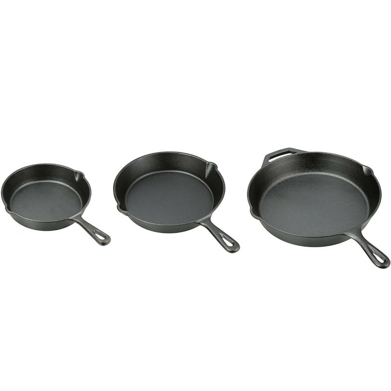 Lexi Home 3 Piece Cast Iron Frying Pan Set